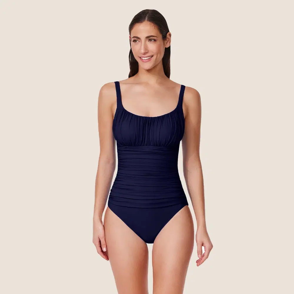 Tutti Frutti Shirred Peasant Navy